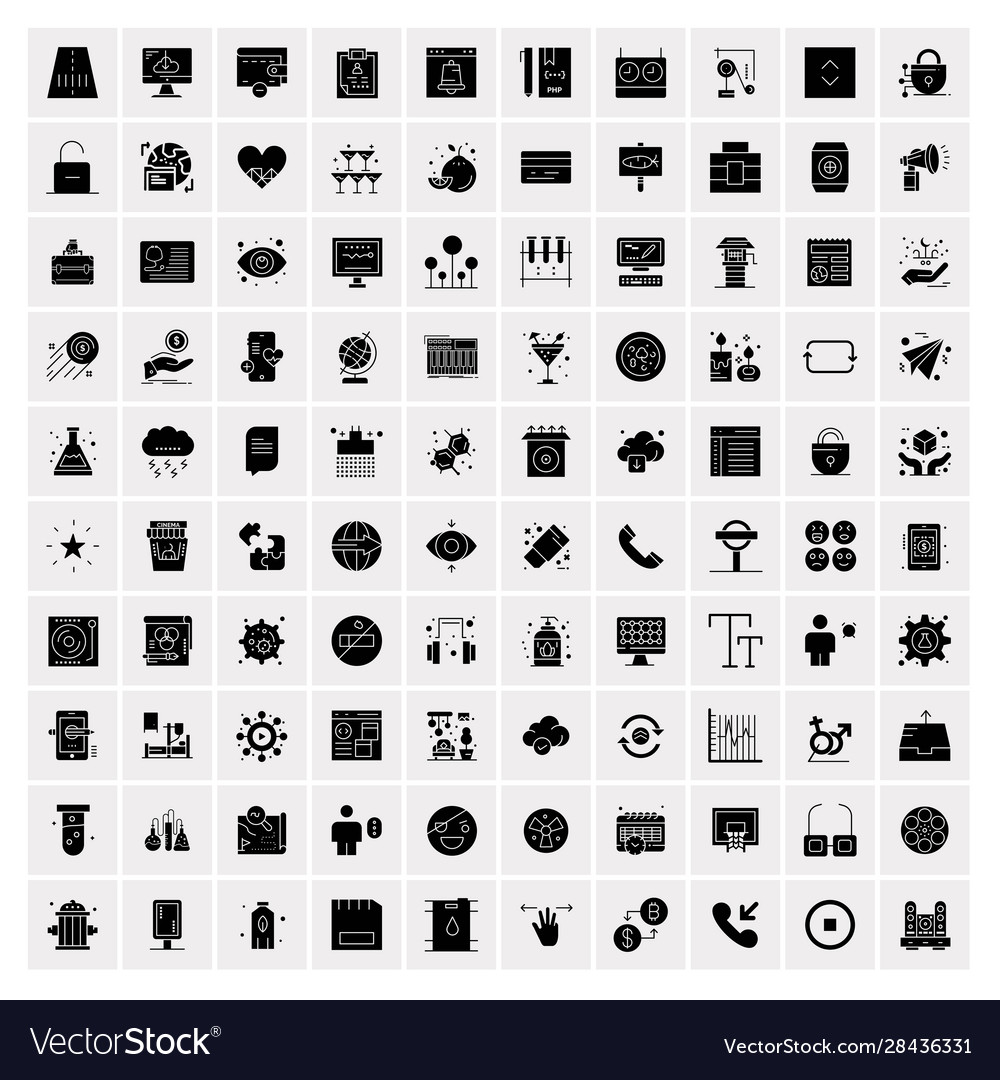 100 solid business icons for web and print