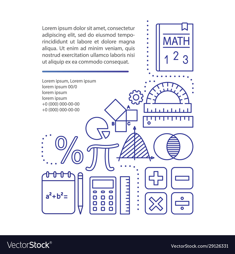 Basic mathematics course article page template vector image