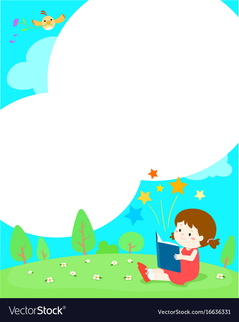 Blank template girl reading a book Royalty Free Vector Image