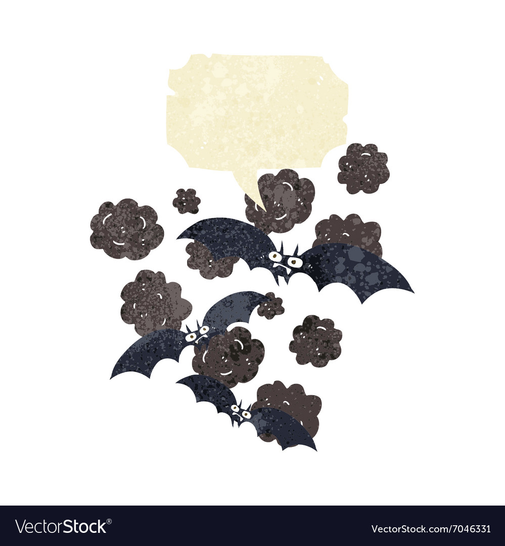 Cartoon vampire bats with speech bubble