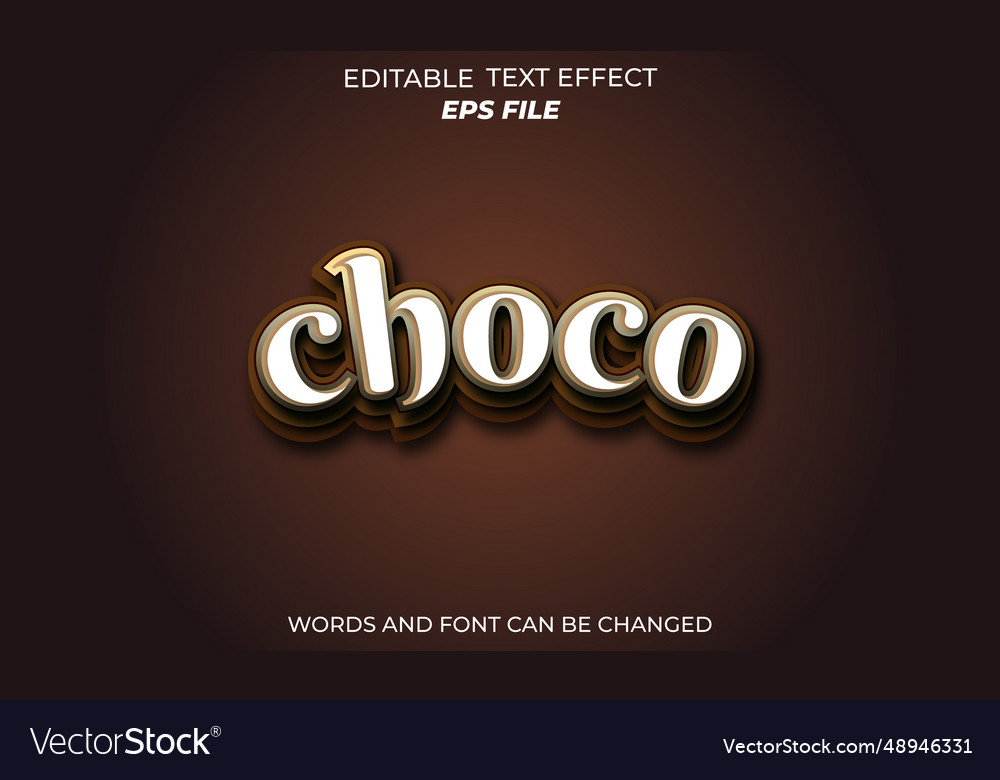 Choco summer 3d editable text effect style vector image Choco summer 3d editable text effect style