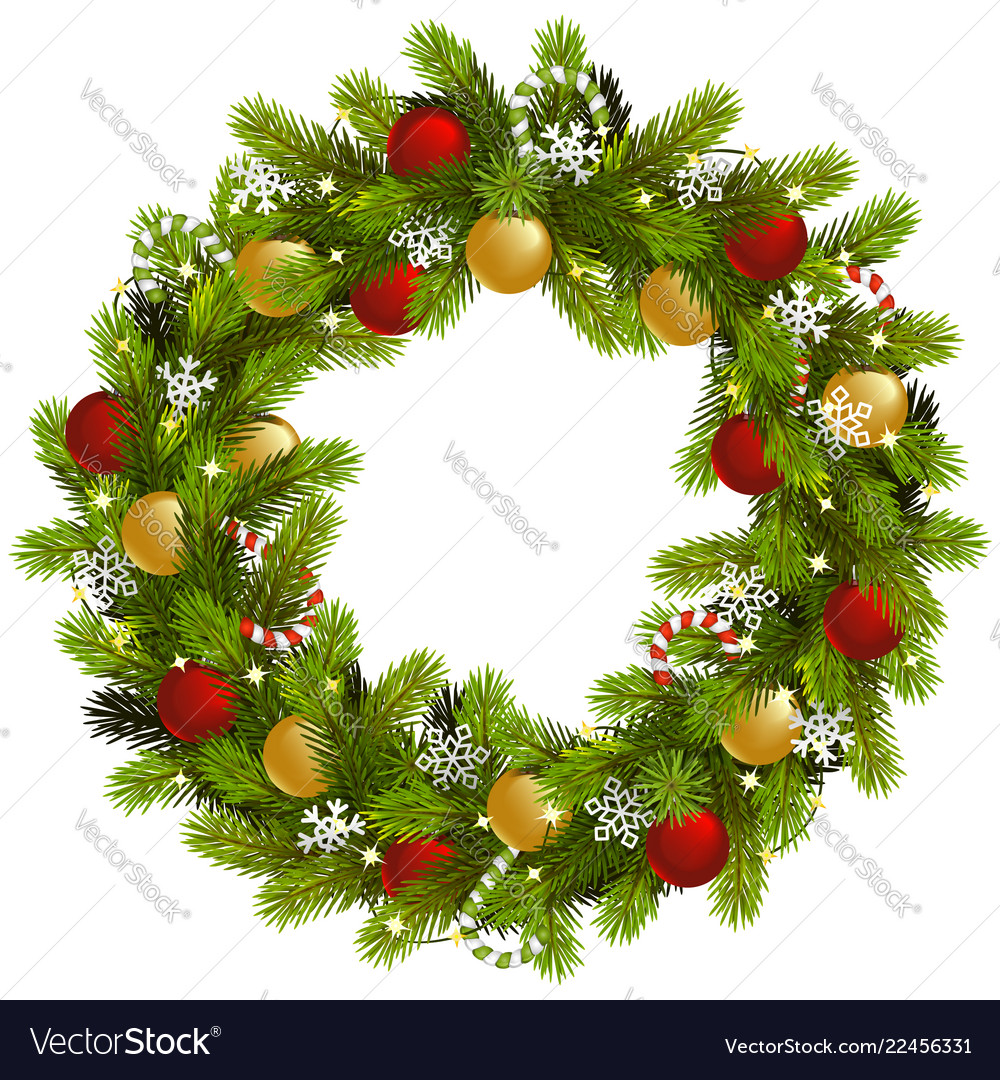 Christmas fir wreath with garland Royalty Free Vector Image