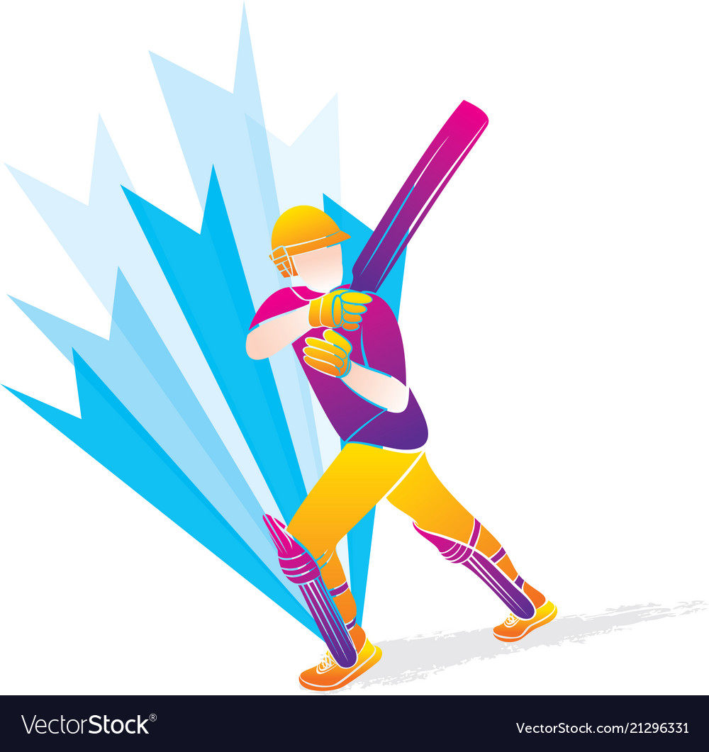 Cricket player hitting big shot Royalty Free Vector Image