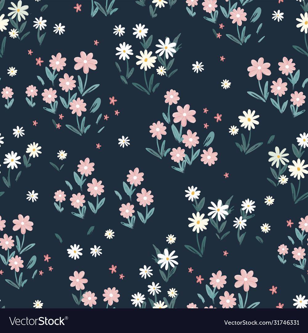 Cute hand drawn flower meadow seamless pattern Vector Image