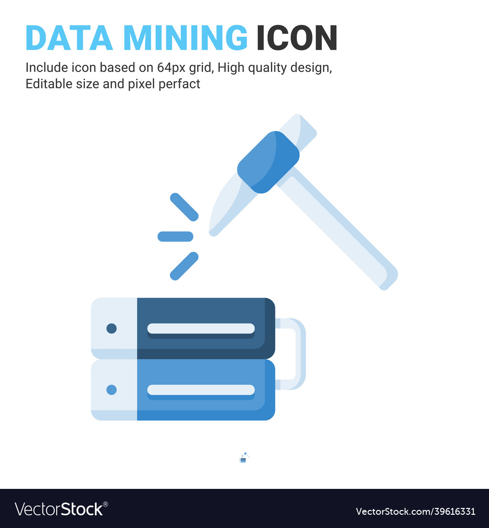Data mining icon with flat color style isolated vector image Data mining icon with flat color style isolated