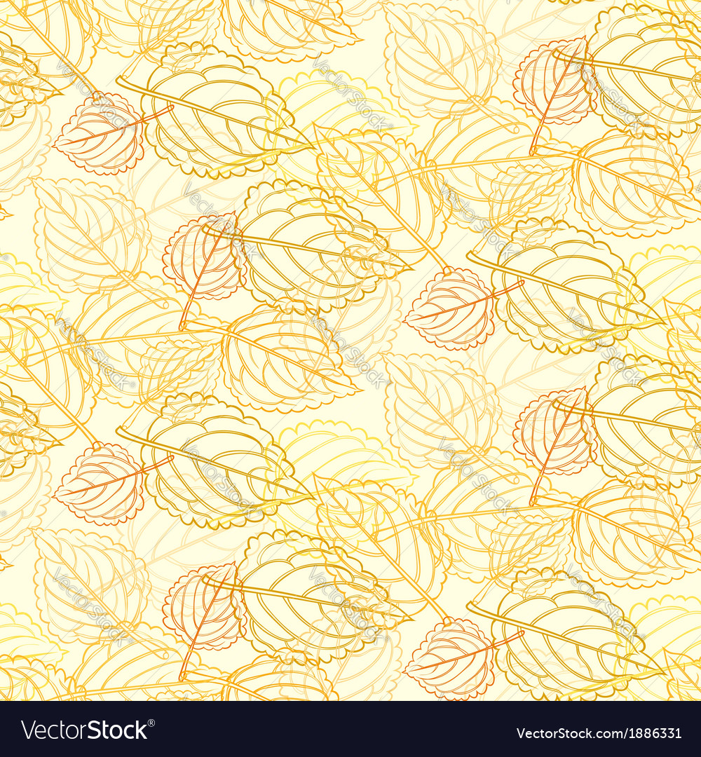 Elegant pattern with leafs drawn in thin lines