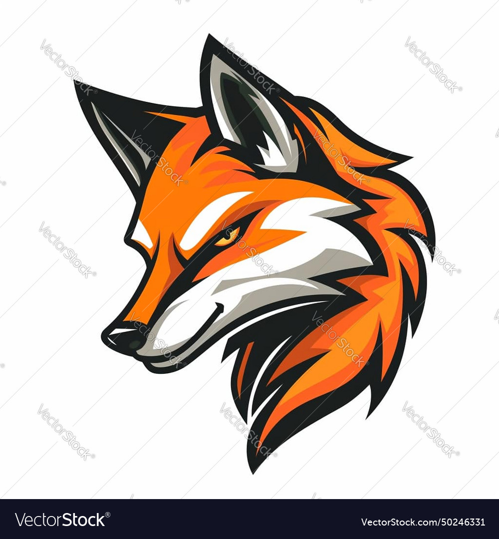 Esport logotype fox icon sticker red Royalty Free Vector