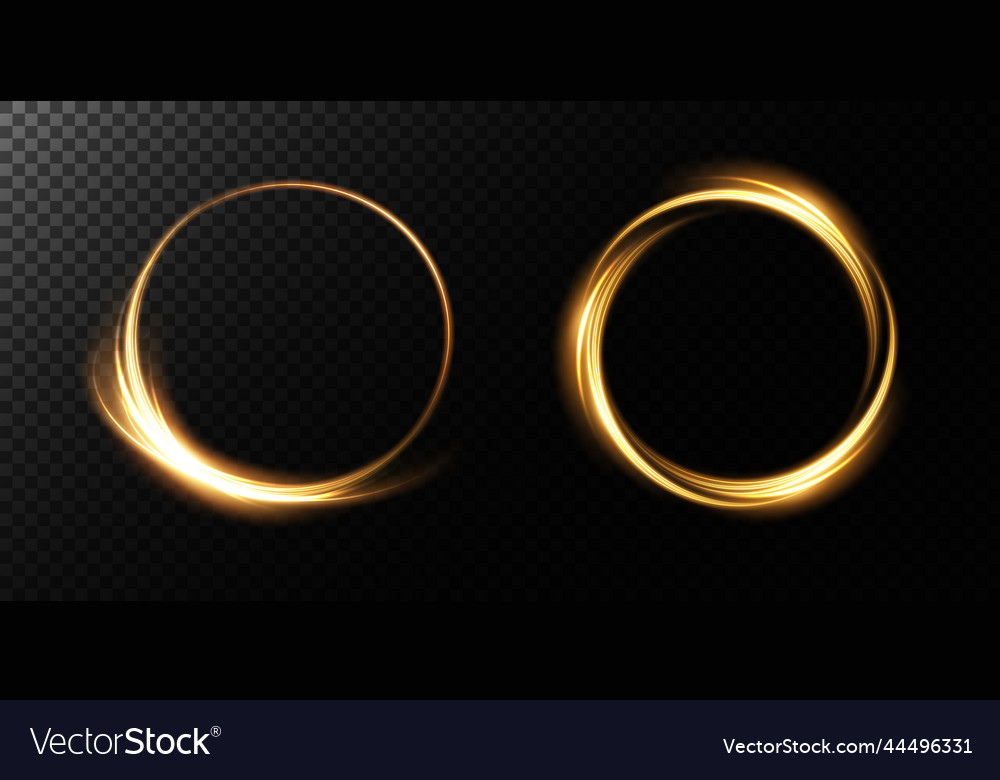 Golden glowing shiny spiral lines round frames