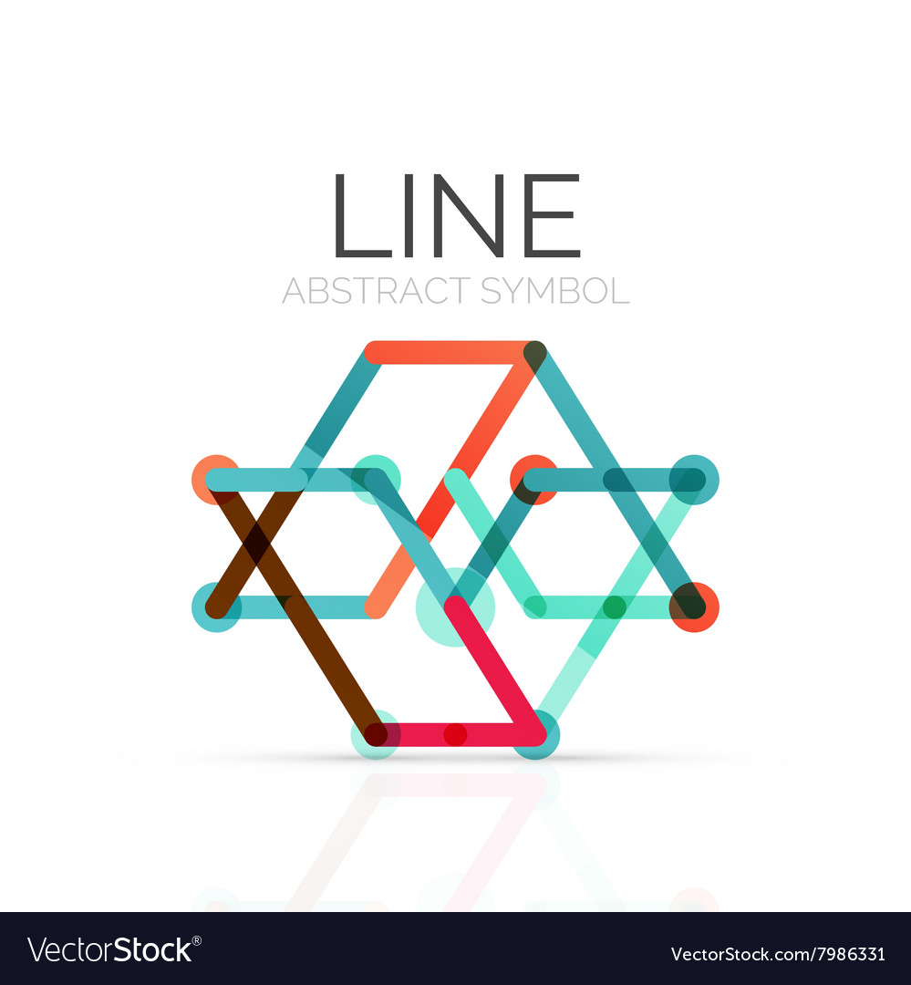 Linear abstract logo connected multicolored