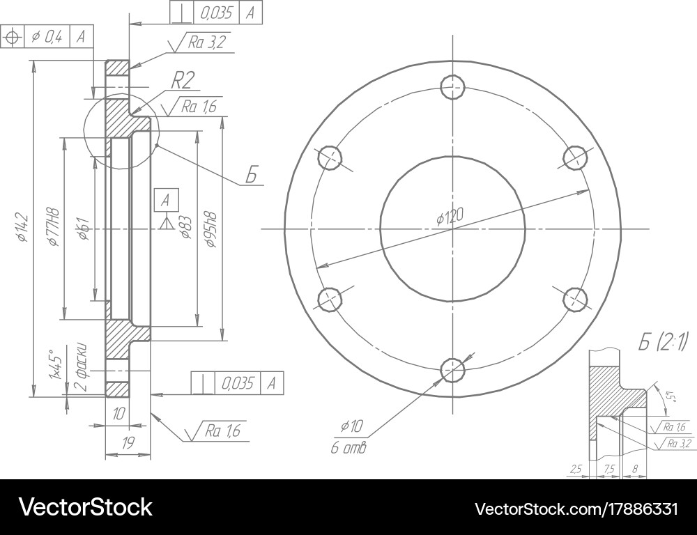 Machine-building drawings on a white background Vector Image