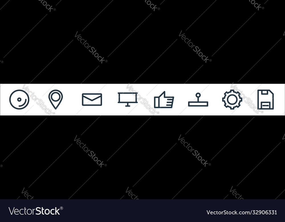 Multimedia line icons linear set quality vector image Multimedia line icons linear set quality