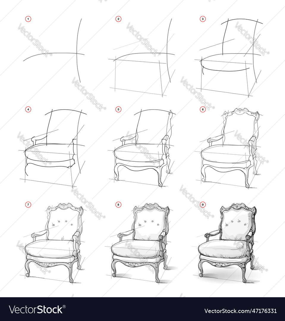 Page shows how to learn draw sketch an old vector image Page shows how to learn draw sketch an old