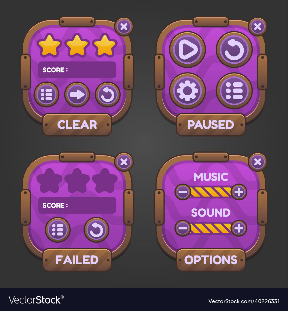 Set of game menu selection for rpg and adventure vector image Set of game menu selection for rpg and adventure