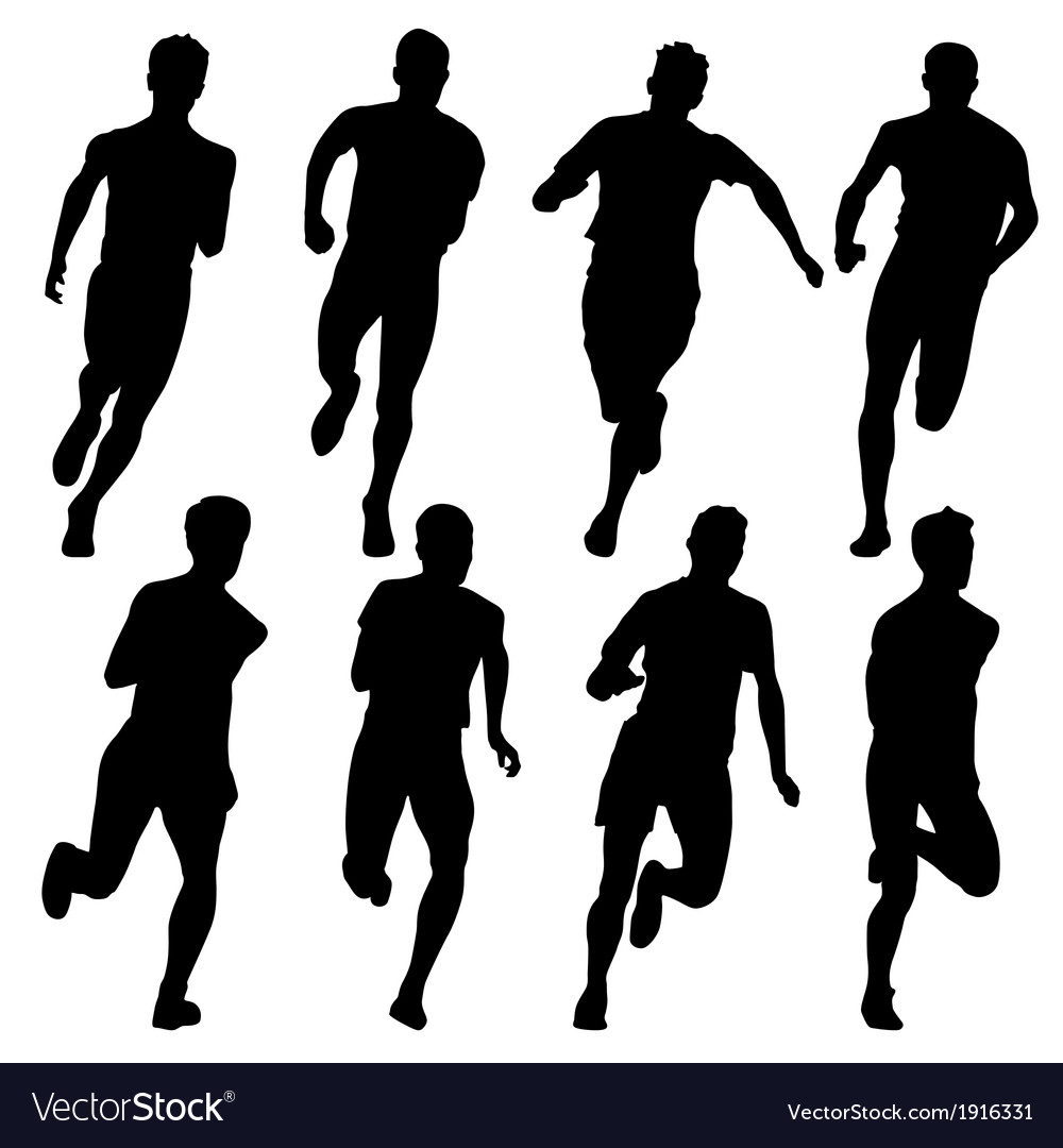 Silhouettes of Runners Sprinting