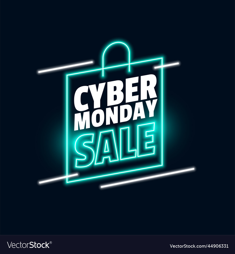 Stylish cyber monday sale neon shopping bag