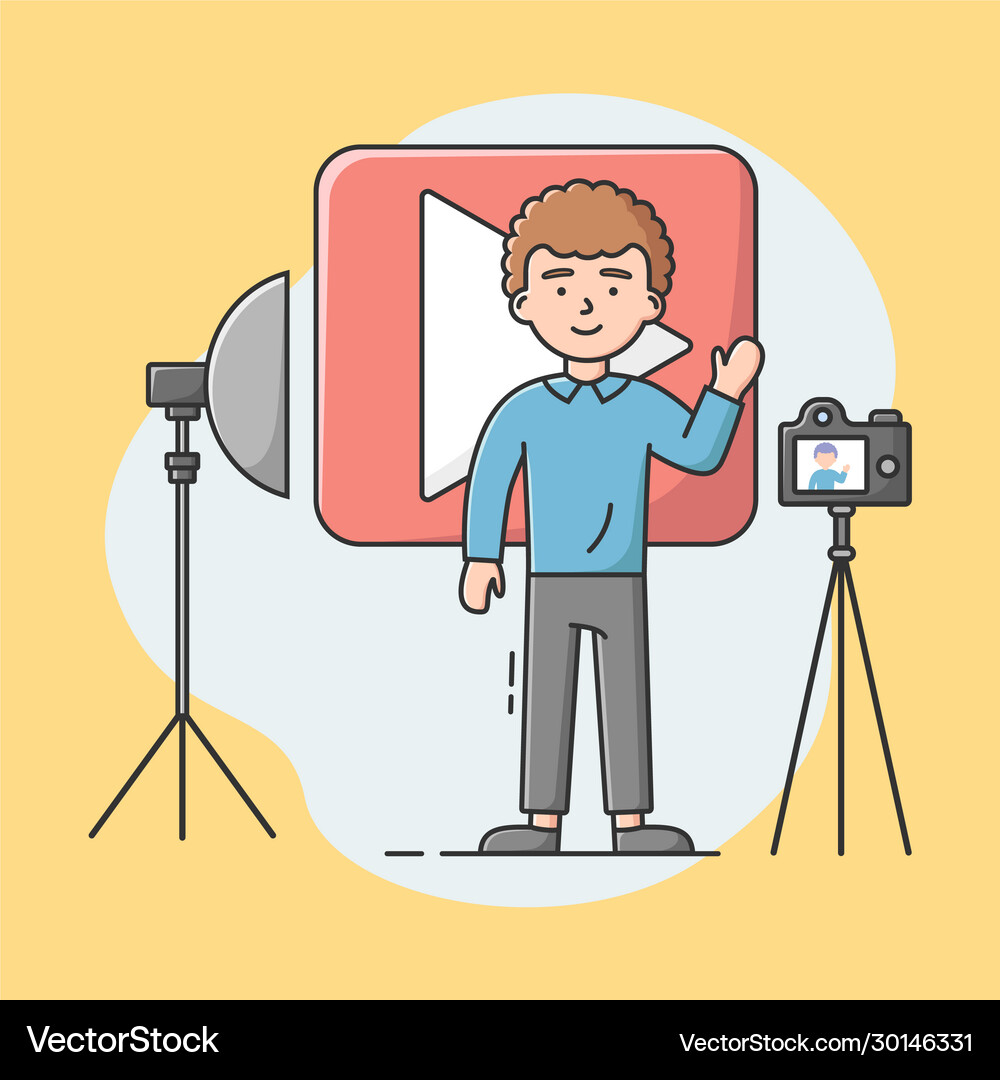 Video blog concept blogger make a vlog Royalty Free Vector