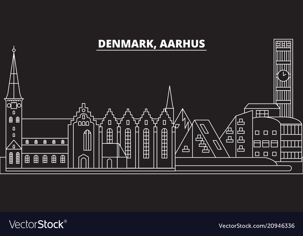 Aarhus silhouette skyline denmark