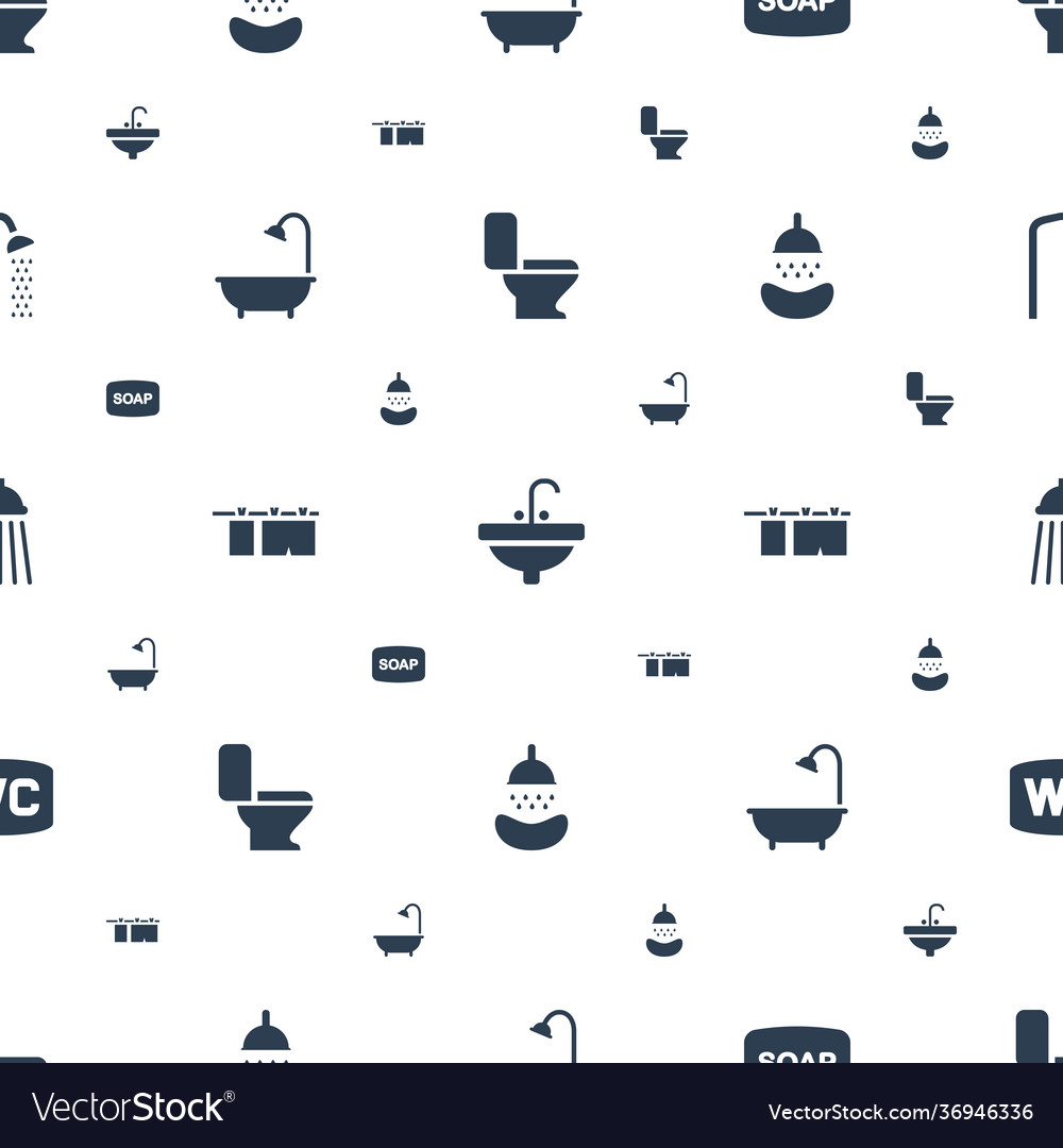 Bathroom icons pattern seamless white background