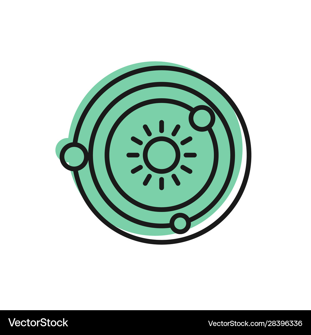 Black line solar system icon isolated on white Vector Image
