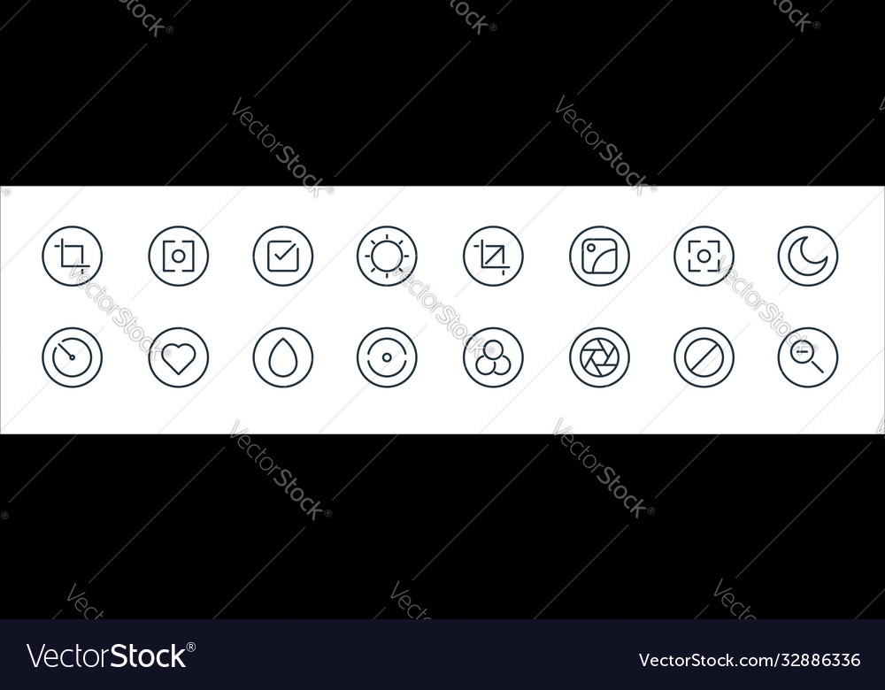 Camera line icons linear set quality vector image Camera line icons linear set quality