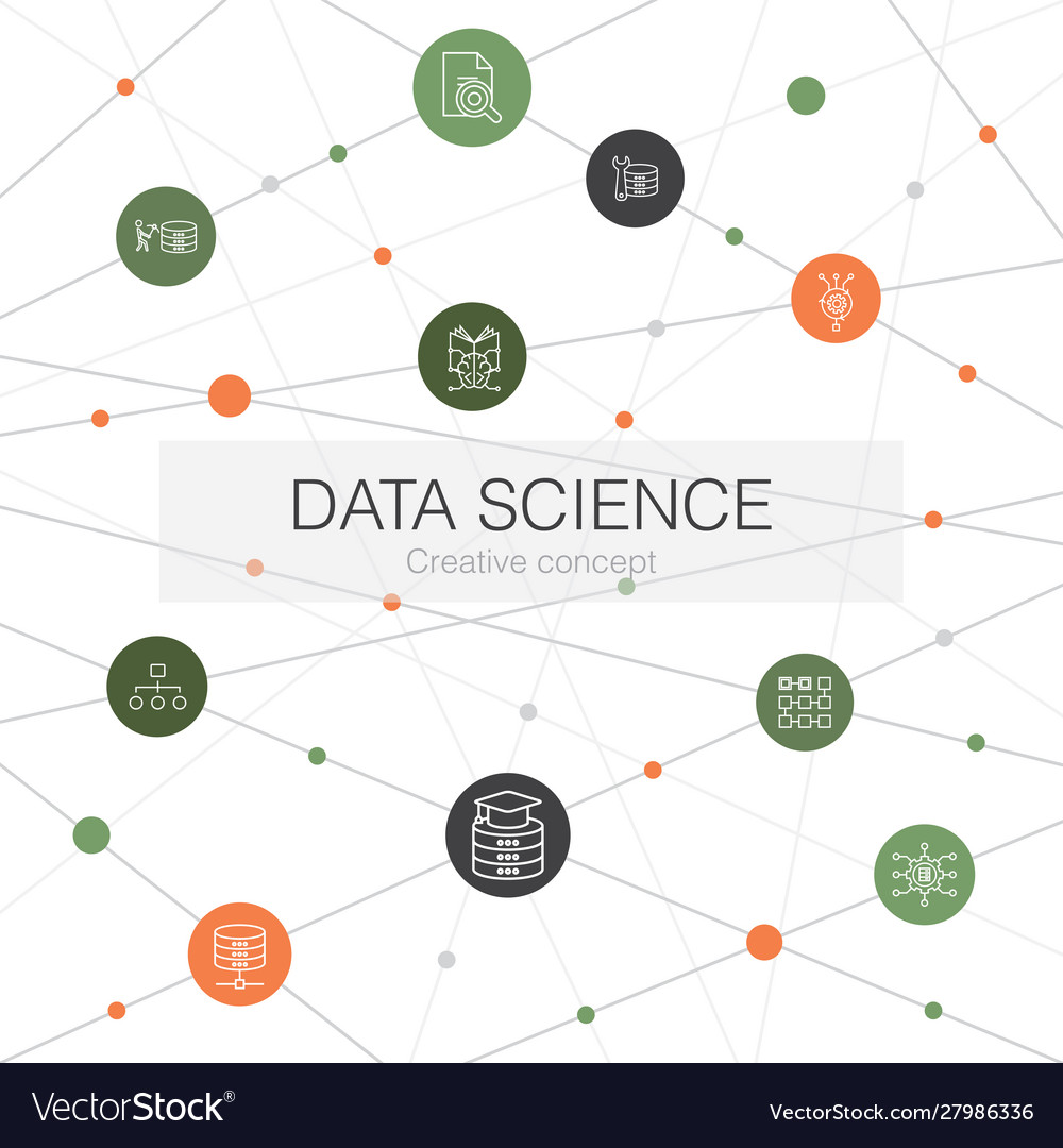 Data science trendy web template with simple icons