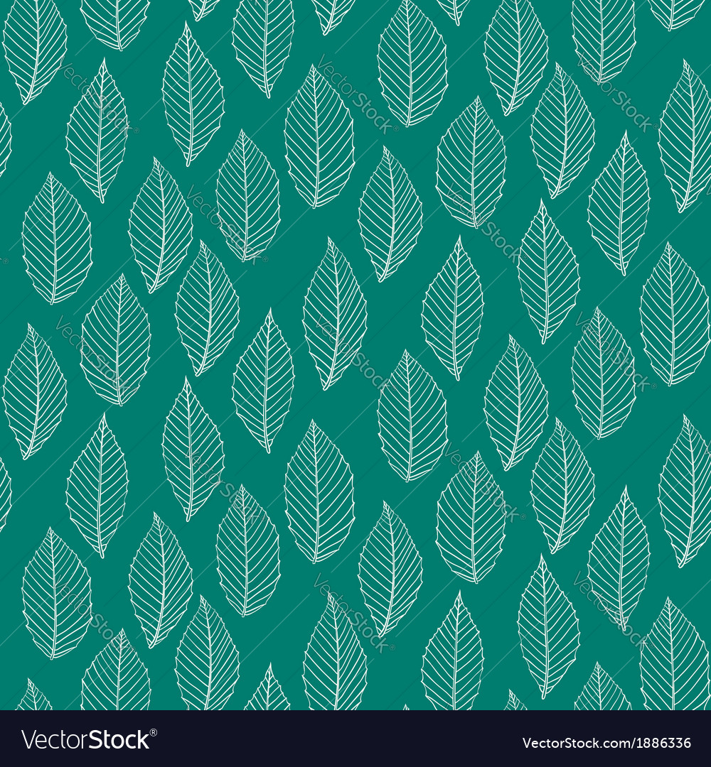 Elegant pattern with leafs drawn in thin lines