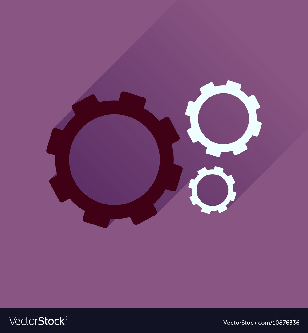 Flat icon with long shadow gears cogs