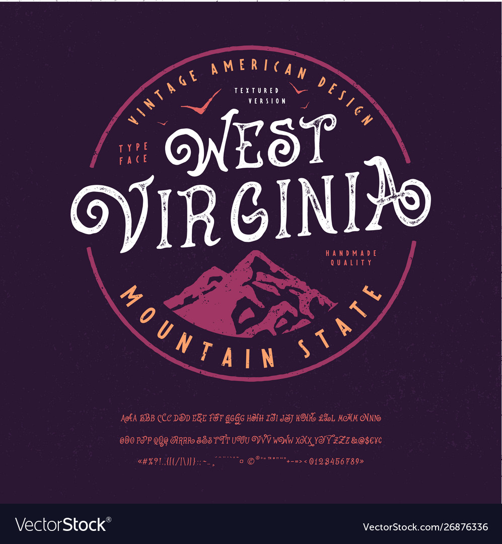 Font west virginia Royalty Free Vector Image - VectorStock