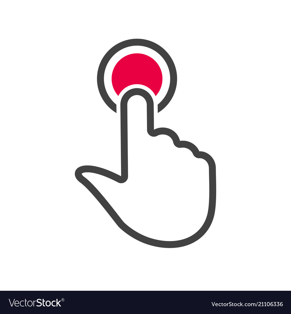 Hand with touching a button icon