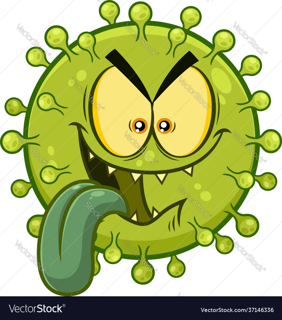 Hungry coronavirus cartoon emoji character