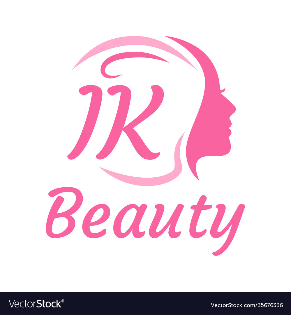 Ik letter logo design with female face elegant