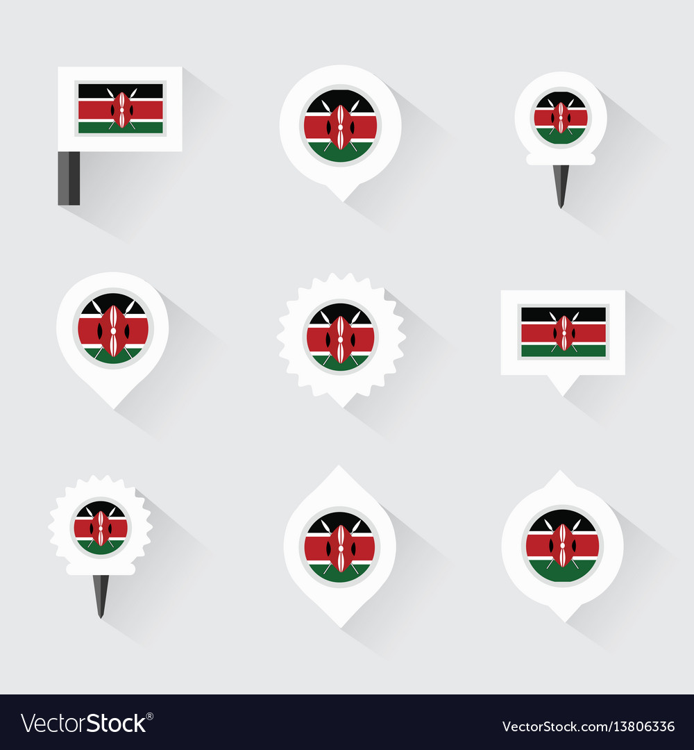 Kenya flag and pins for infographic map design