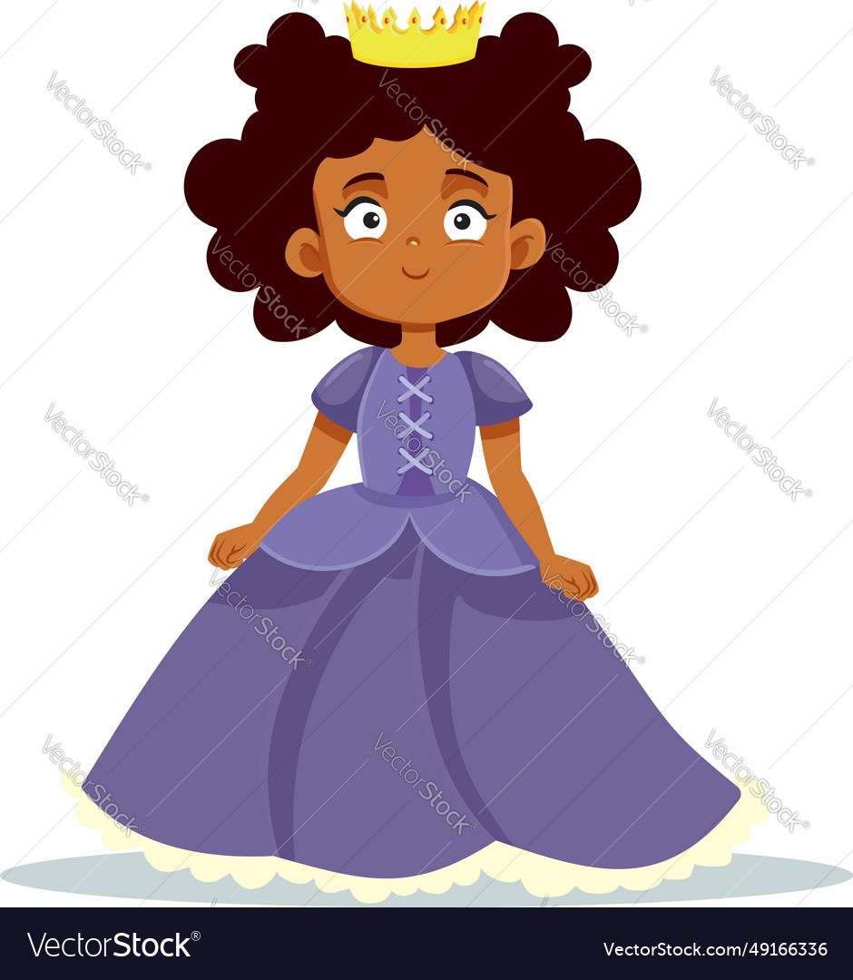 Little Princess In Purple Dress Smiling Happy Vector Image