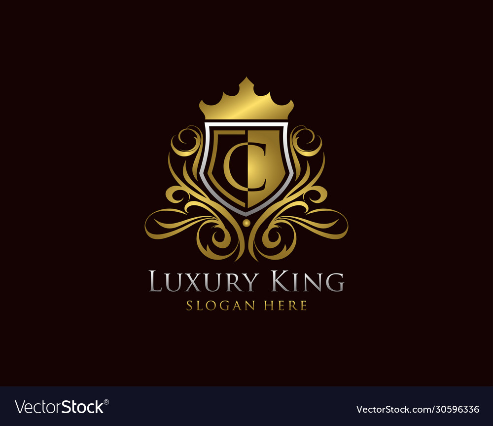 Luxury shield c letter logo gold c classic Vector Image