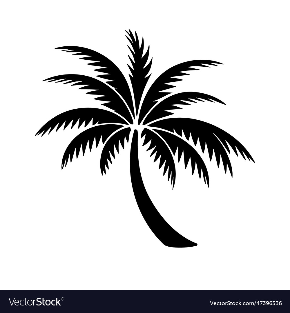 Palm tree silhouette logo isolated on white Vector Image Palm tree silhouette logo isolated on white