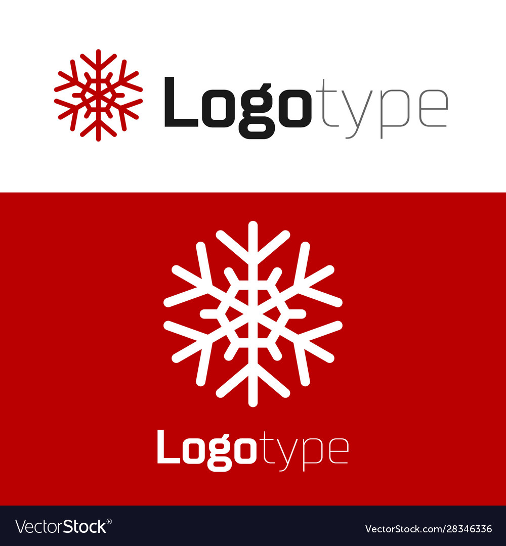 Red snowflake icon isolated on white background