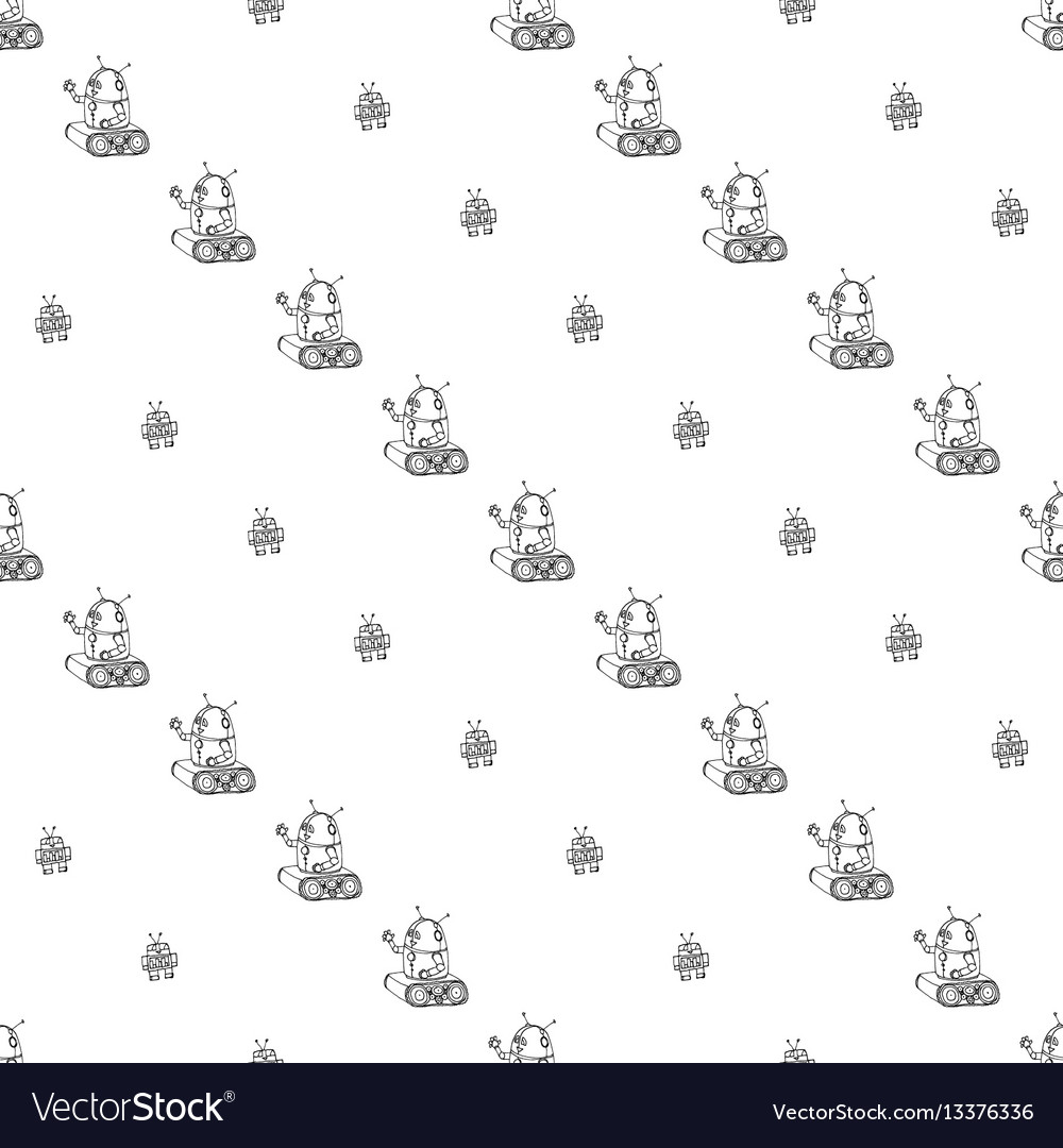 Robot doodles pattern