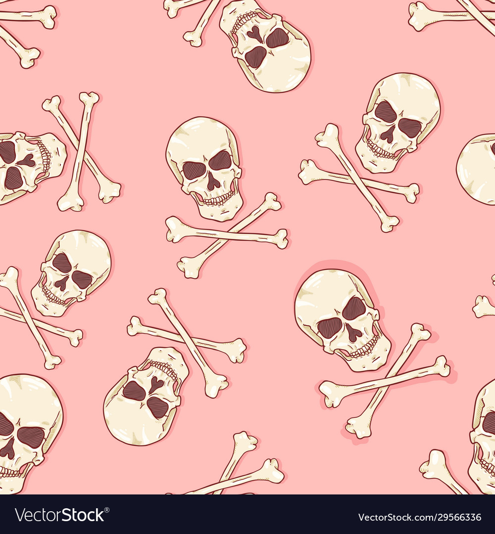 Seamless pattern - skulls and bones