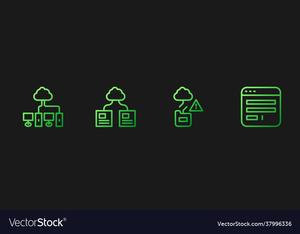 Set line cloud technology data transfer computer Vector Image Set line cloud technology data transfer computer
