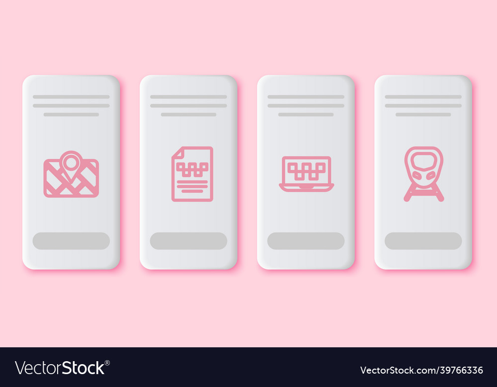 Set line gps device with map taxi driver license vector image Set line gps device with map taxi driver license