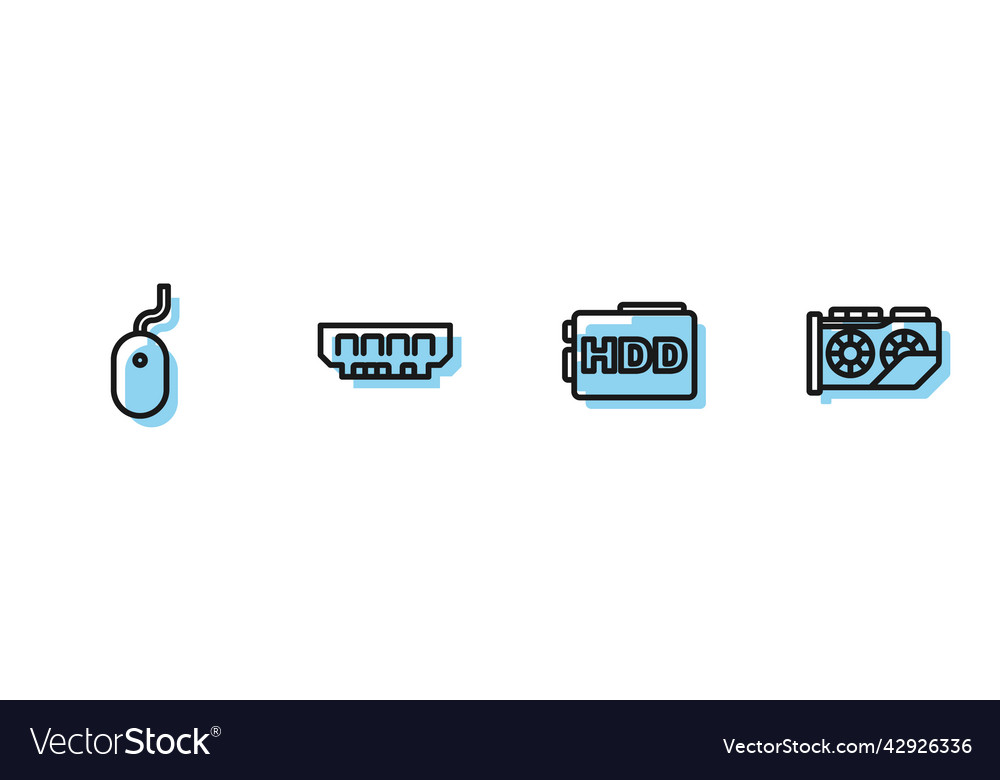 Set line hard disk drive hdd computer mouse ram