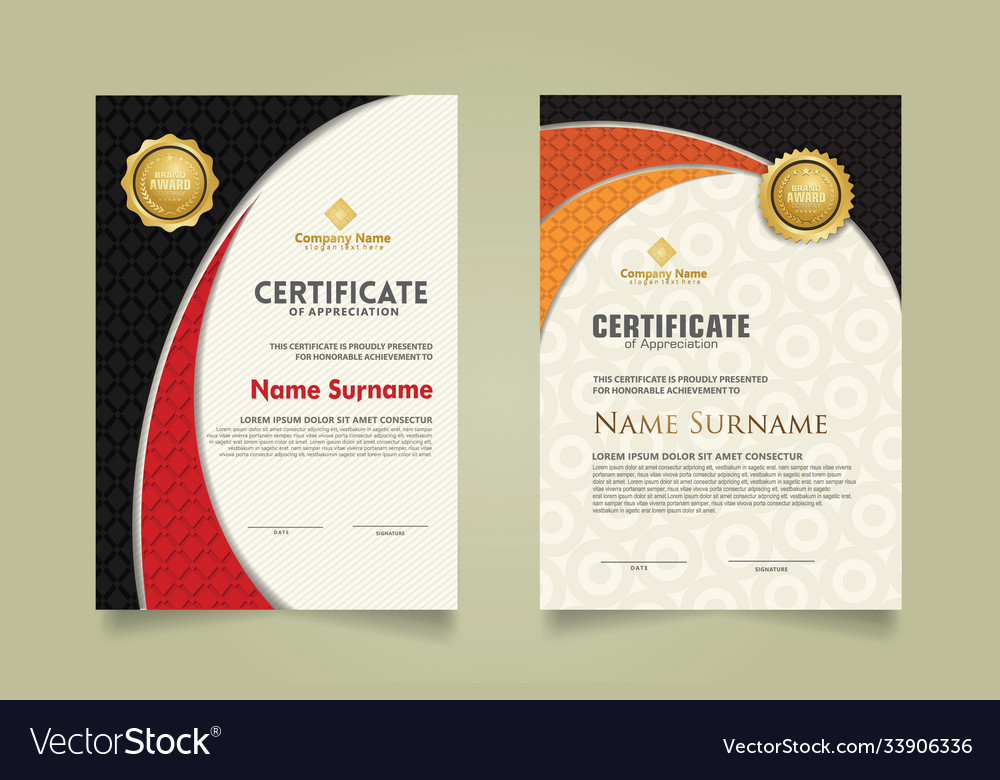 Set modern certificate template with realistic vector image Set modern certificate template with realistic
