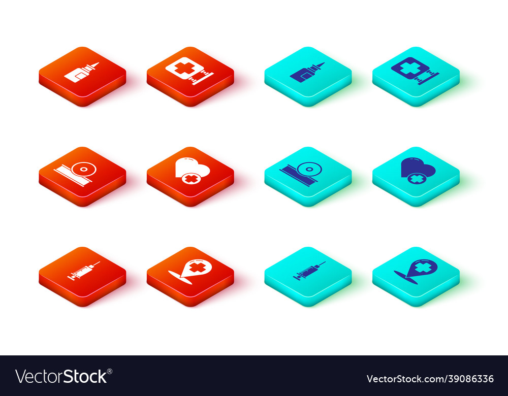 Set syringe map pointer with cross hospital Vector Image Set syringe map pointer with cross hospital