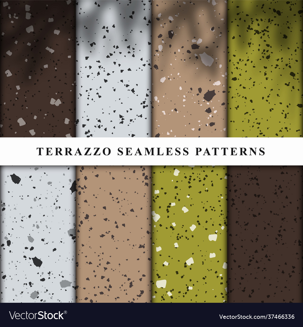 Set terrazzo style seamless patterns vector image Set terrazzo style seamless patterns