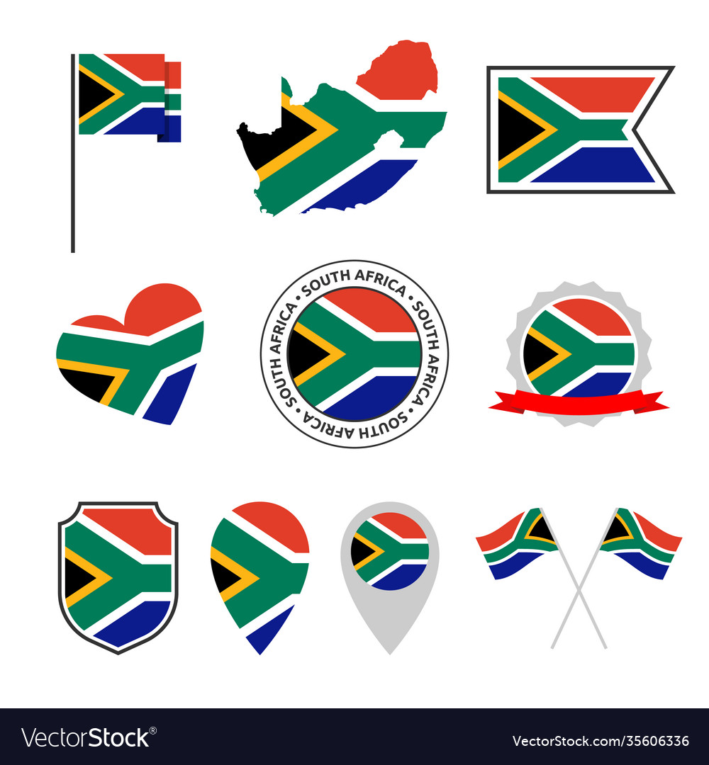 South Africa Flag Icon Set Flag Republic Vector Image