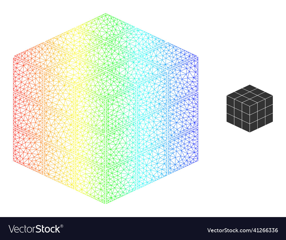 Spectral mesh gradient 3x3x3 cube icon vector image Spectral mesh gradient 3x3x3 cube icon