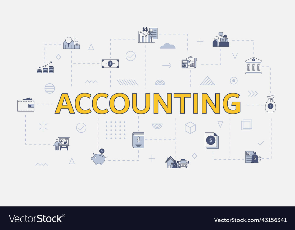 Accounting concept with icon set big word Vector Image