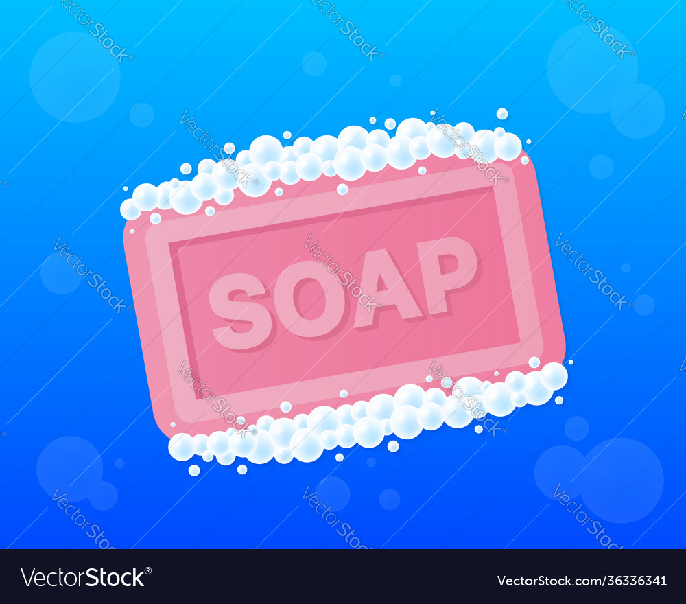 Bar soap with foam in flat style isolated Vector Image Bar soap with foam in flat style isolated