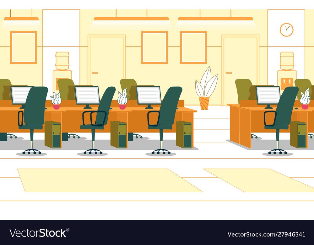 Bright Banner Business Interior Open Office Vector Image