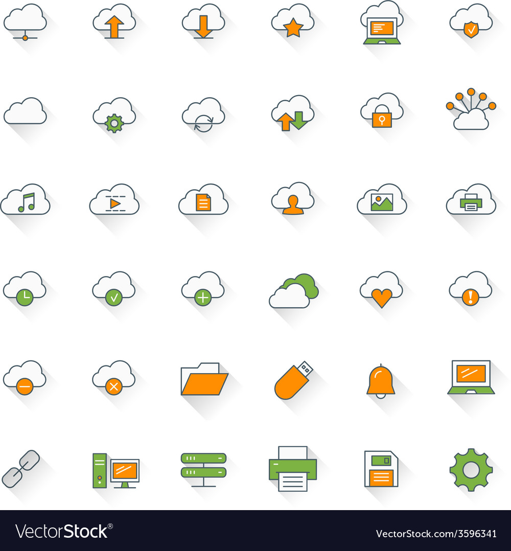 Cloud computing flat design icon set